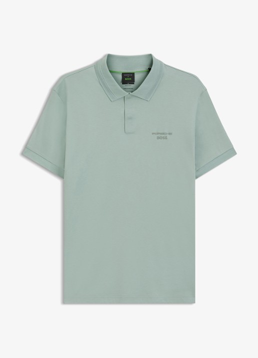 BOSS Regular fit polo met logo - voorkant 3 lindegroen