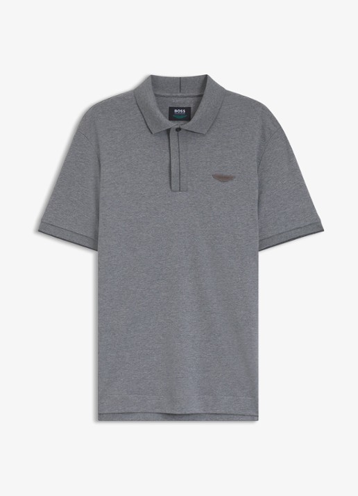 BOSS Regular fit polo met logo - voorkant middengrijs