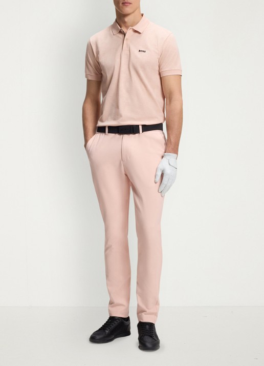 BOSS Regular fit polo met logoprint - voorkant 2 zalmroze
