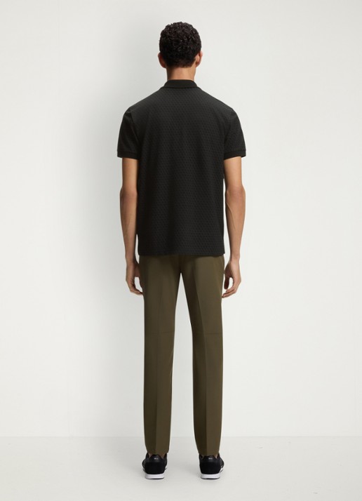BOSS Regular fit polo met structuur  - achterkant zwart
