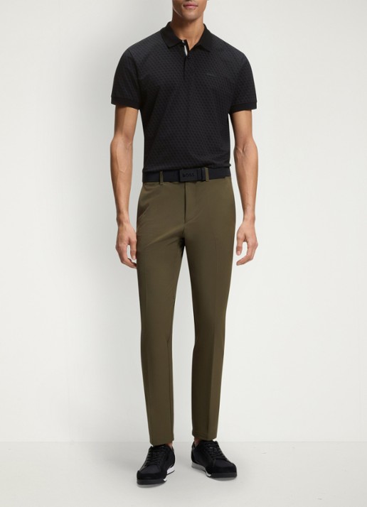 BOSS Regular fit polo met structuur  - voorkant 5 zwart
