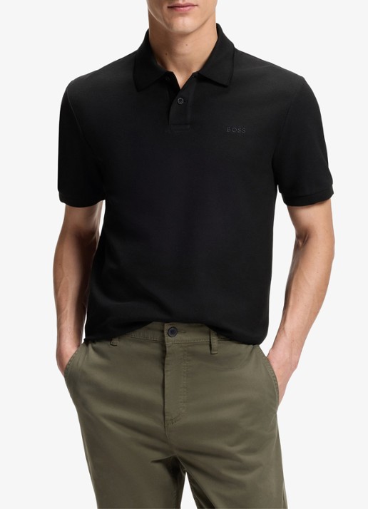 BOSS Regular fit polo van katoen - detail 4 zwart