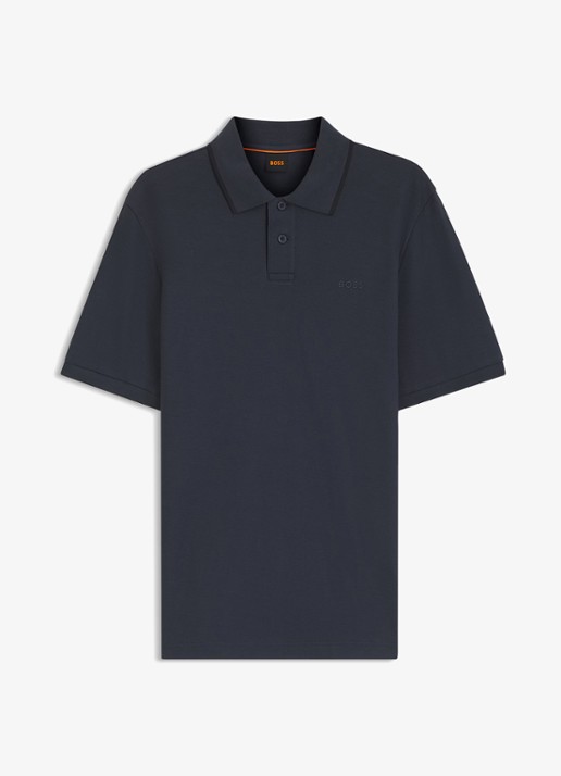 BOSS Regular fit polo van katoen - voorkant donkerblauw