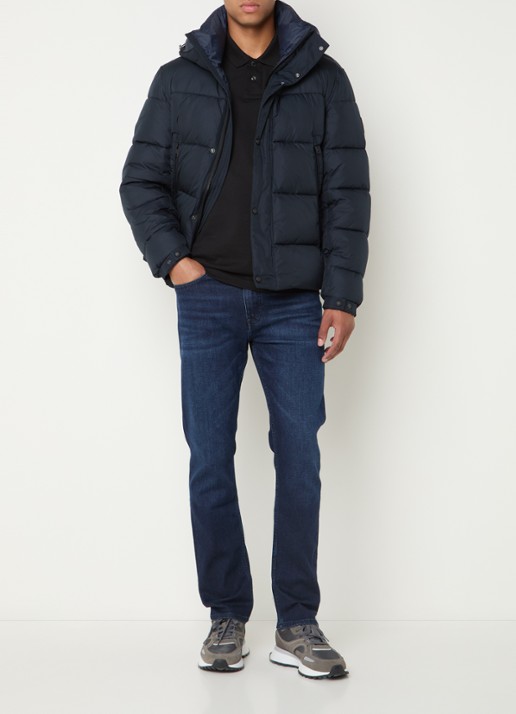 BOSS Regular-fit puffer jack van waterafstotend materiaal - voorkant 2 donkerblauw