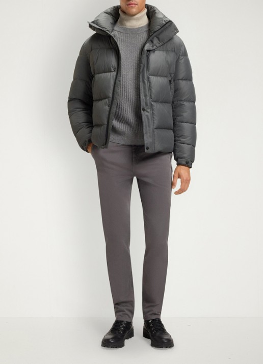 BOSS Regular-fit puffer jack van waterafstotend materiaal - voorkant 3 open grey-062 / grijs