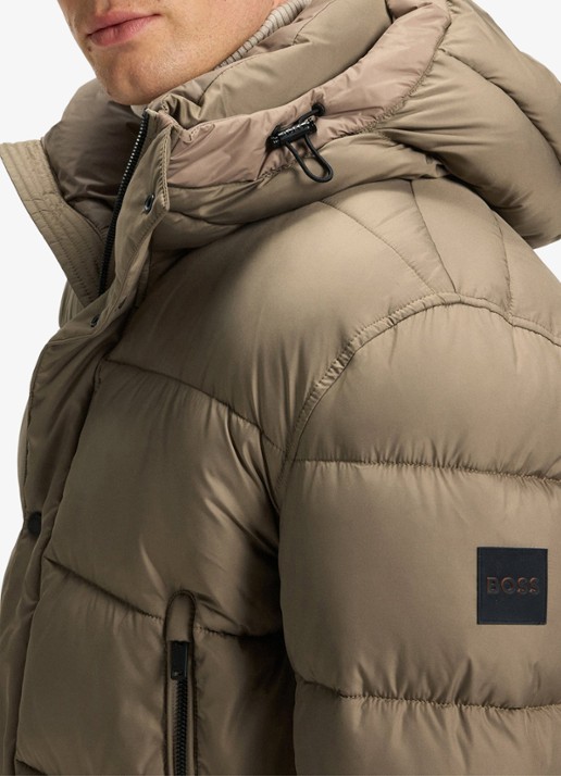 BOSS Regular-fit puffer jack van waterafstotend materiaal - detail 5 open green-346