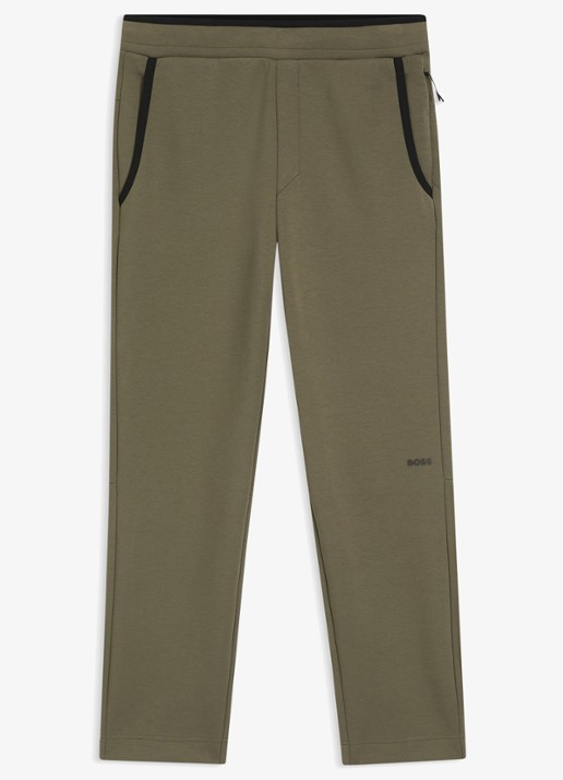 BOSS Regular-fit trainingsbroek van superzacht stretchmateriaal - voorkant beige