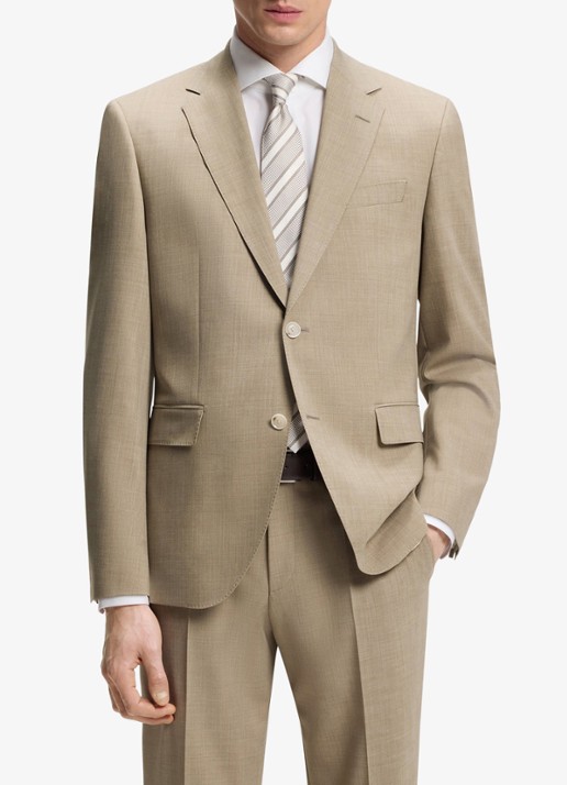 BOSS Regular-fit tweedelig pak van onderhoudsvriendelijk materiaal - voorkant 6 beige/khaki-250