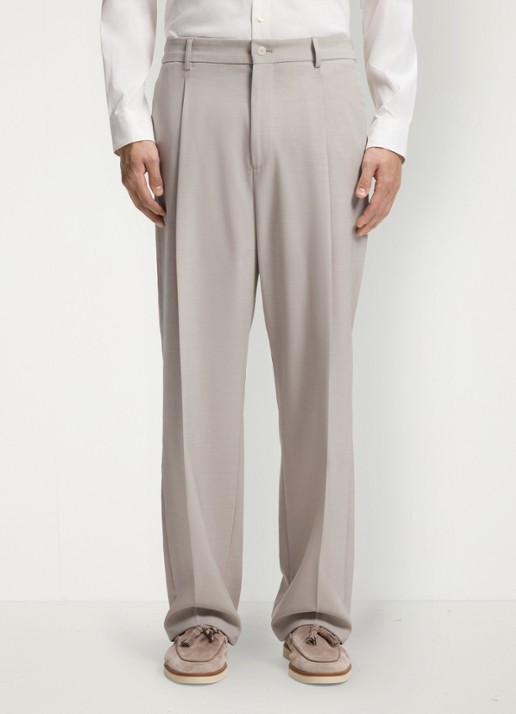 BOSS Relaxed fit broek van scheerwol