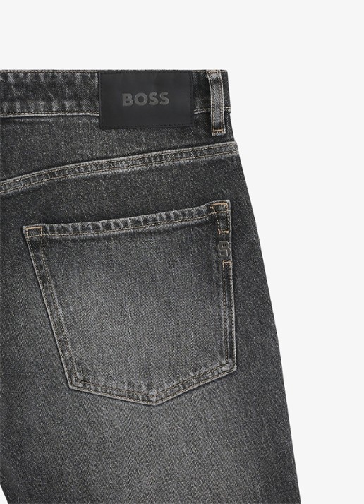 BOSS Relaxed fit jeans met steekzakken - detail 5 donkergrijs