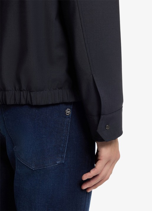 BOSS Relaxed fit overshirt in wolblend - detail 3 donkerblauw