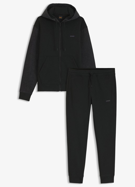 BOSS Relaxed fit trainingspak met logo - voorkant 2 zwart