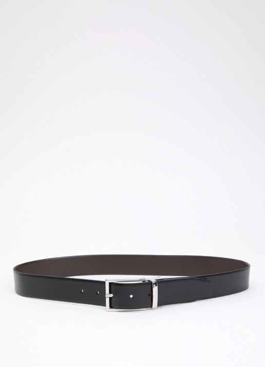BOSS Reversible riem van leer  - voorkant 4 zwart