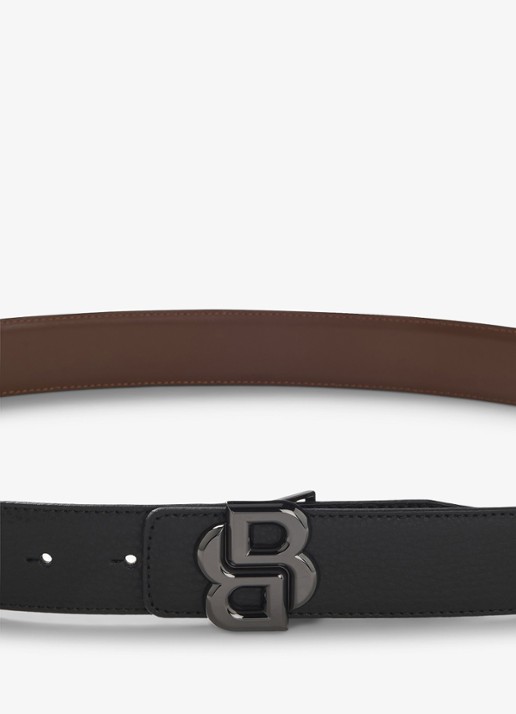 BOSS Reversible riem van leer - detail 2 zwart