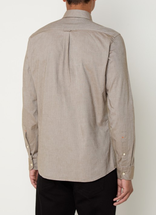 BOSS Rickert regular fit overhemd van  katoen - achterkant 4 donkerbeige