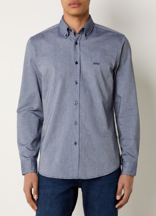 BOSS Rickert regular fit overhemd van  katoen - detail 3 indigo