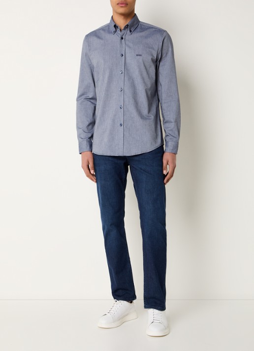 BOSS Rickert regular fit overhemd van  katoen - voorkant 2 indigo