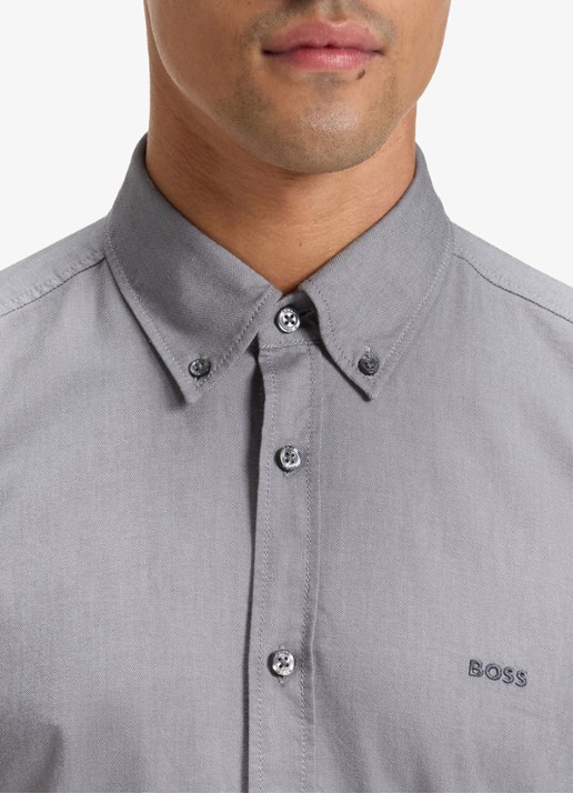 BOSS Rickert regular fit overhemd van  katoen - detail 2 lichtgrijs