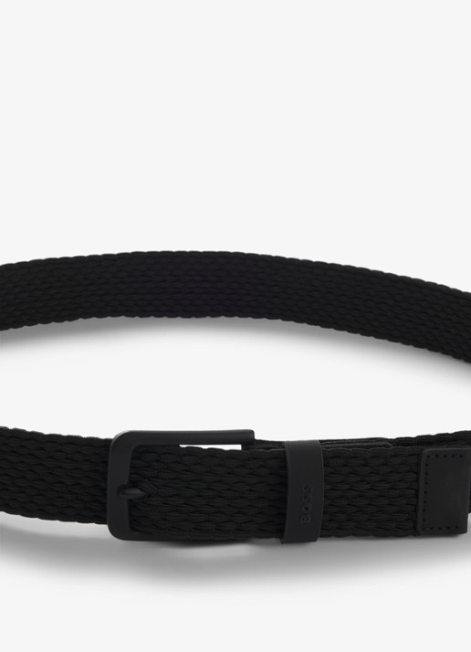 BOSS Riem met leren details - detail 2 zwart