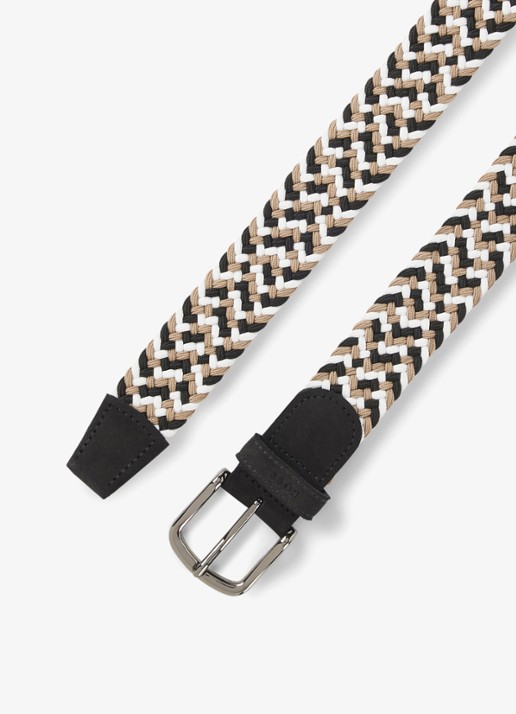 BOSS Riem van leer met gevlochten detail - detail 2 grijs