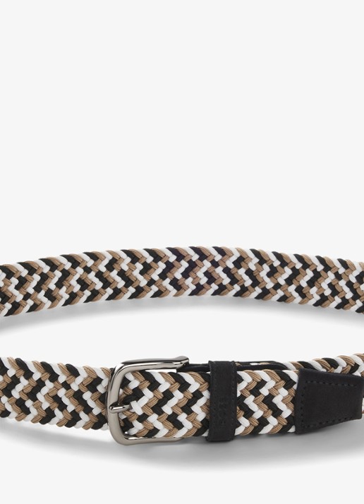 BOSS Riem van leer met gevlochten detail - detail 3 grijs