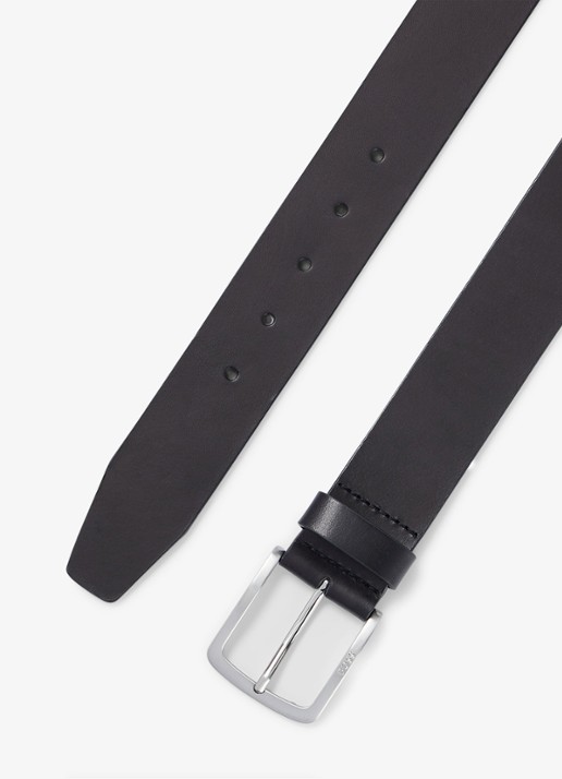BOSS Riem van leer met logo - detail 2 zwart
