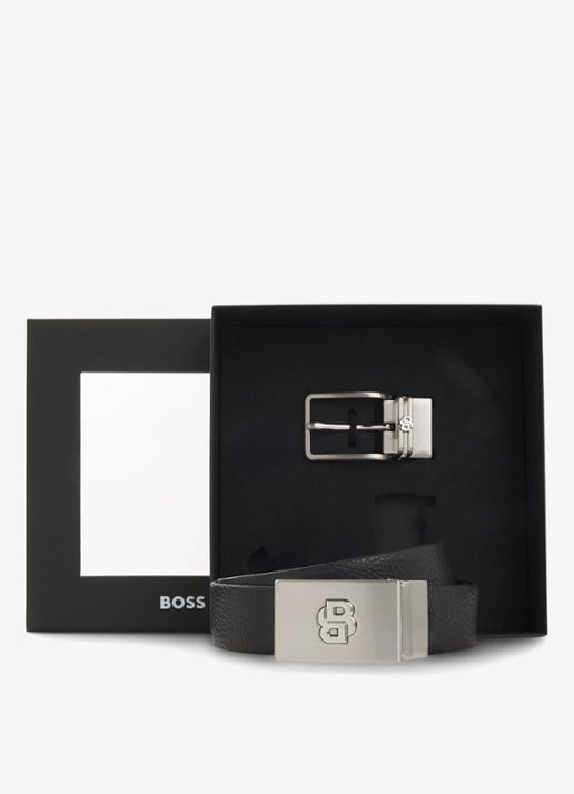 BOSS Riem van leer met logo