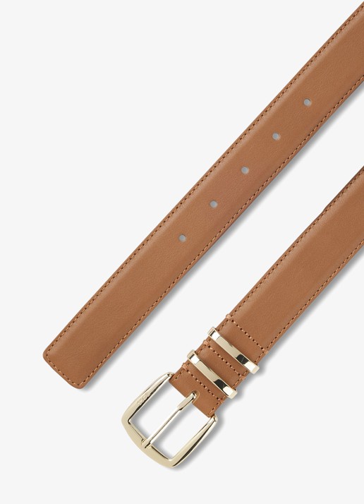 BOSS Riem van leer - voorkant 4 camel