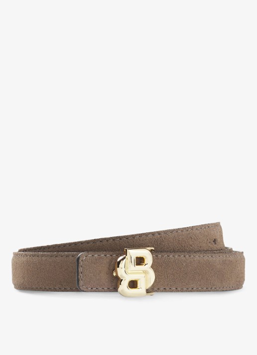 BOSS Riem van leer - voorkant 2 donkerbeige