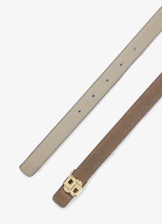 BOSS Riem van leer - voorkant 3 donkerbeige
