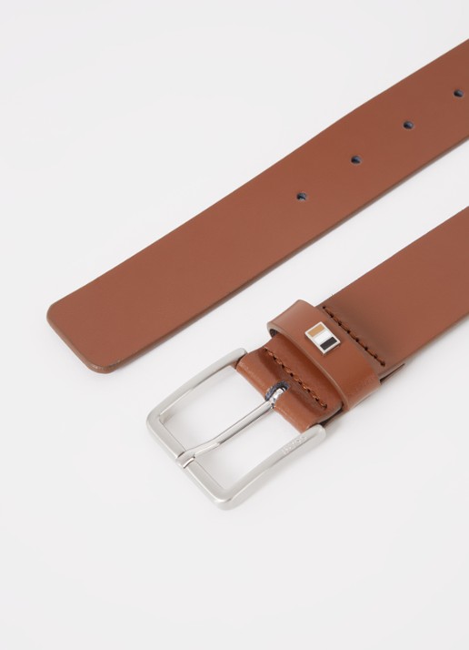 BOSS Riem van leer  - detail hazelnootbruin