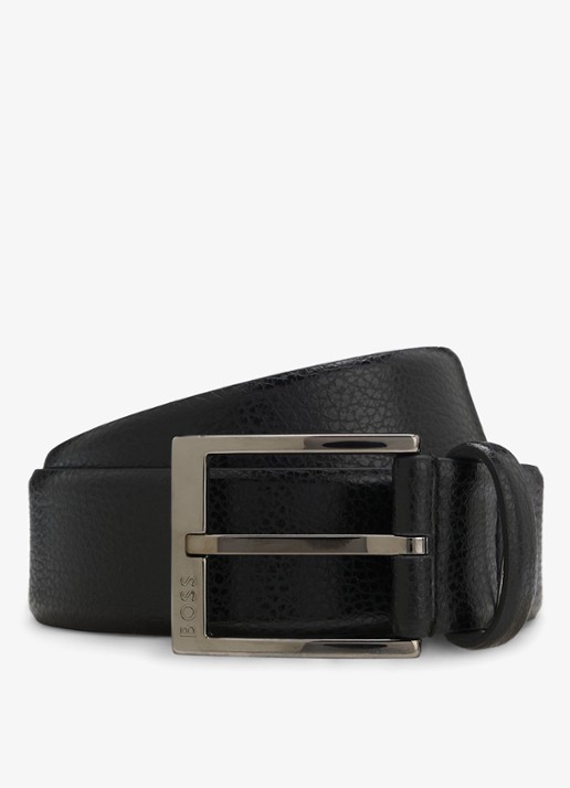 BOSS Riem van leer - voorkant zwart