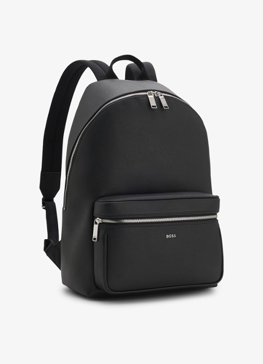 BOSS Rugzak van leer - detail black-001 / zwart
