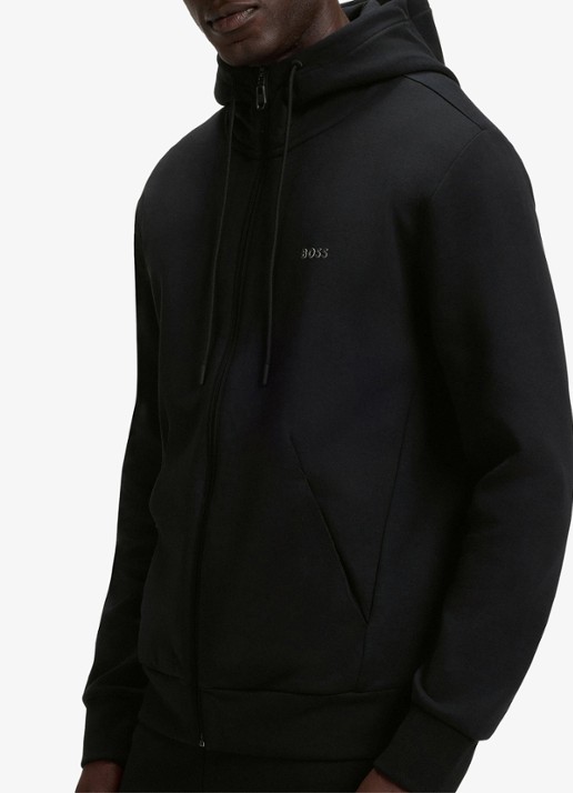 BOSS Saggy sweatvest met logo - detail 3 zwart