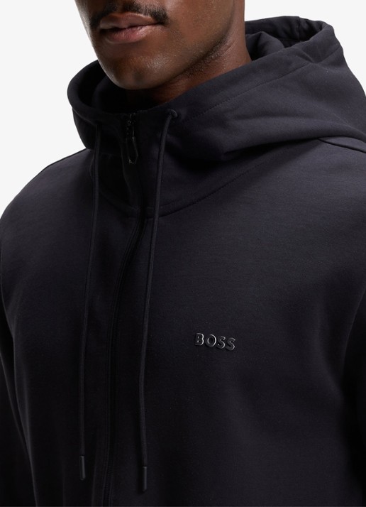 BOSS Saggy sweatvest met logo - detail 5 donkerblauw