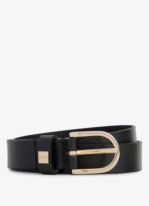 BOSS Scarlet riem van leer - voorkant zwart