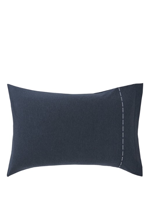 BOSS Sense kussensloop in katoenblend - voorkant donkerblauw