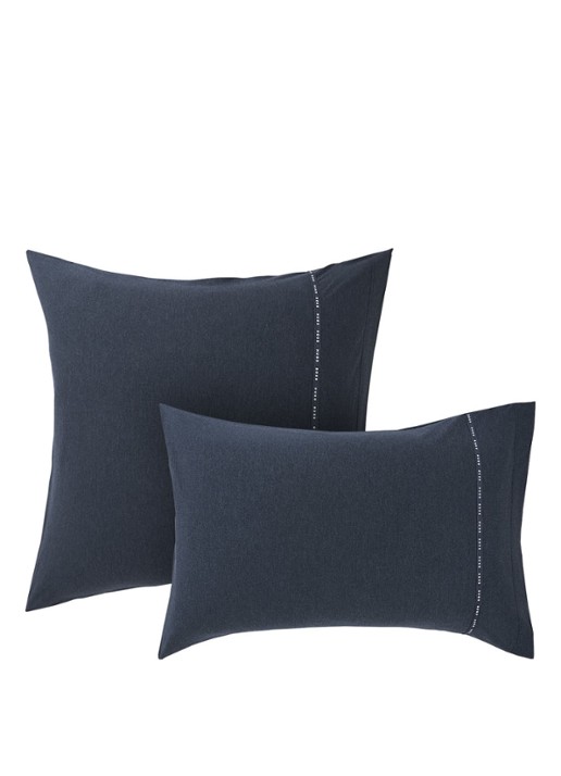 BOSS Sense kussensloop in katoenblend - voorkant 2 donkerblauw