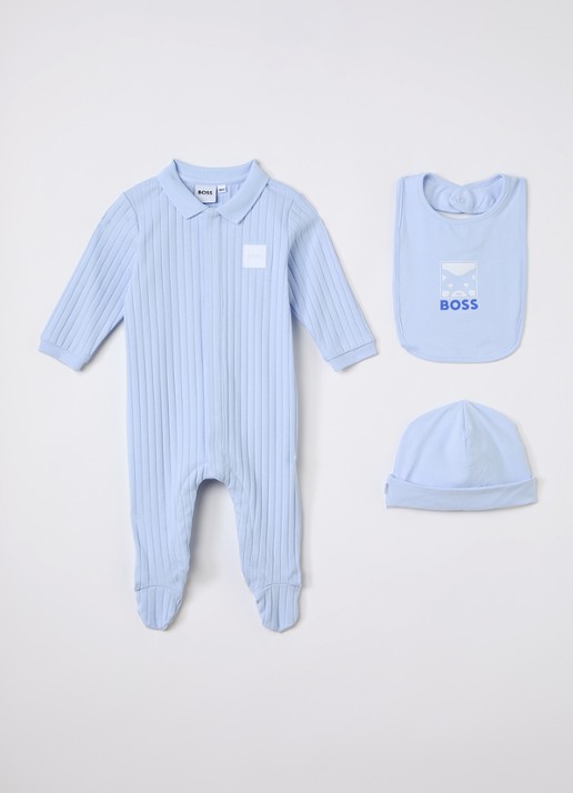 BOSS Set van babypak met muts en slab in giftbox 3-delig