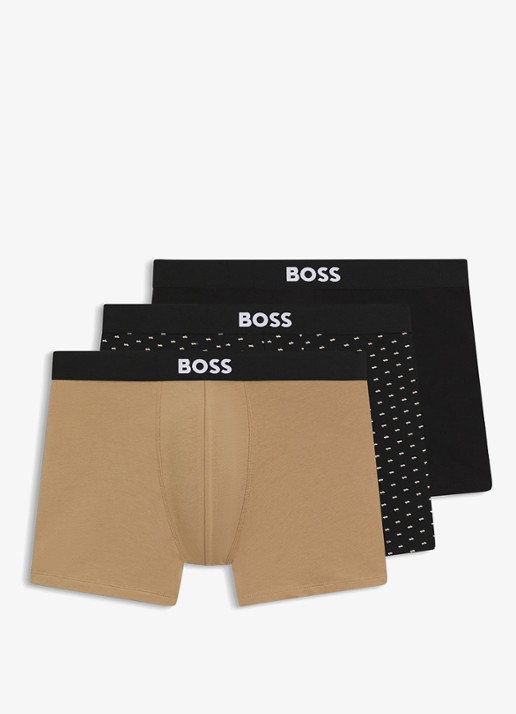 BOSS Set van drie boxershorts van stretchkatoen - voorkant 5 open beige-282 / beige
