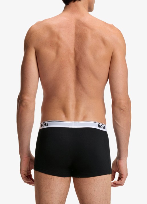 BOSS Set van drie korte boxershorts met logotailleband van stretchkatoen - achterkant 3 black-004 / zwart