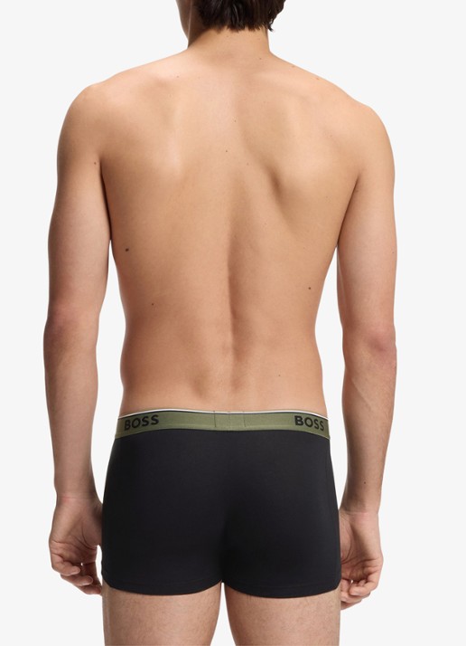 BOSS Set van drie korte boxershorts met logotailleband van stretchkatoen - achterkant 5 black-006 / zwart