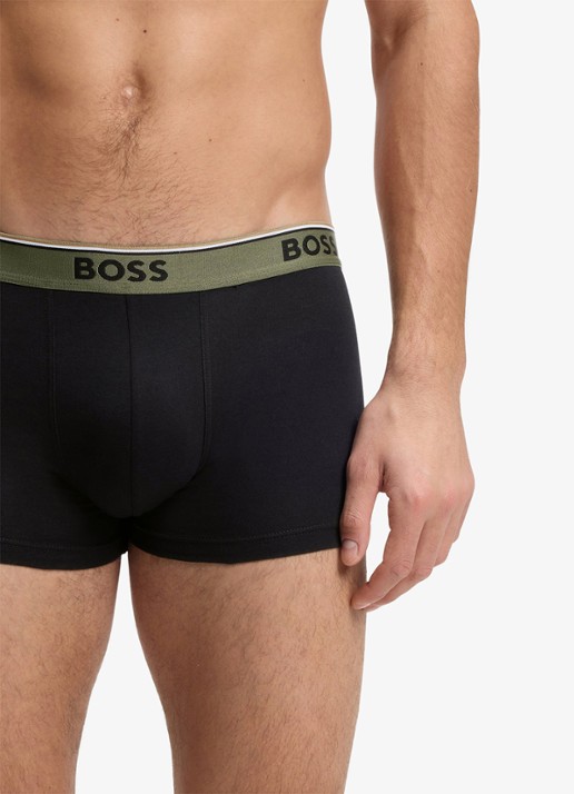BOSS Set van drie korte boxershorts met logotailleband van stretchkatoen - detail black-006 / zwart