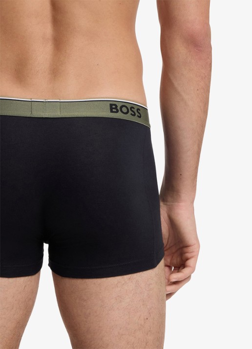 BOSS Set van drie korte boxershorts met logotailleband van stretchkatoen - detail 2 black-006 / zwart
