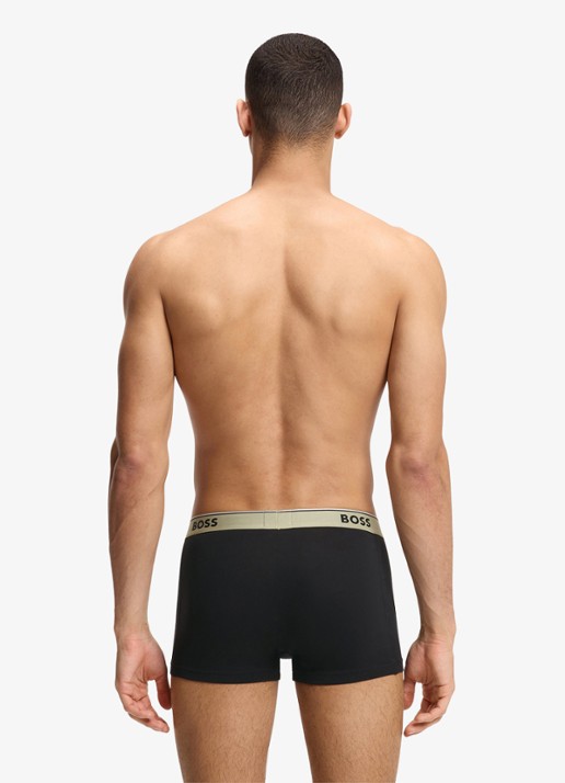 BOSS Set van drie korte boxershorts met logotailleband van stretchkatoen - achterkant 5 black-008 / zwart