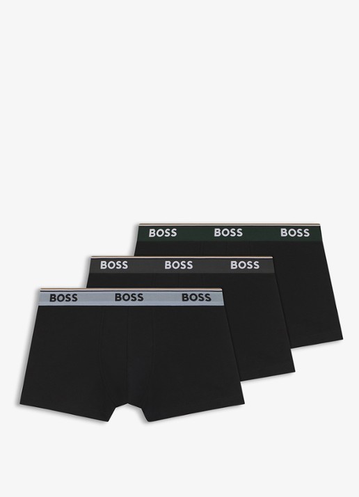 BOSS Set van drie korte boxershorts met logotailleband van stretchkatoen - voorkant open miscellaneous-987 / multicolor