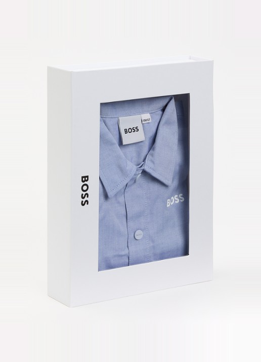 BOSS Set van overhemd met korte broek in giftbox 2-delig - detail blauwgrijs