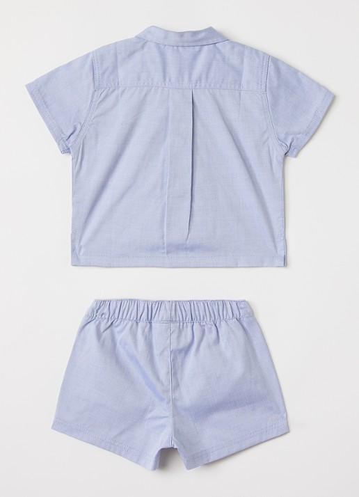 BOSS Set van overhemd met korte broek in giftbox 2-delig - voorkant 3 blauwgrijs