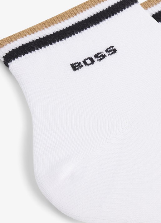 BOSS Set van twee paar korte sokken met kenmerkend gestreepte boorden - detail white-100 / wit