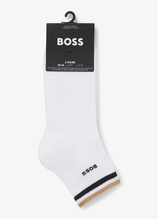 BOSS Set van twee paar korte sokken met kenmerkend gestreepte boorden - voorkant 4 white-100 / wit